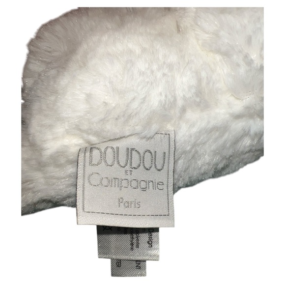 Doudou et Compagnie White Lamb Sheep Pink Plush Lovey Baby Security Blanket Toy - Picture 6 of 7